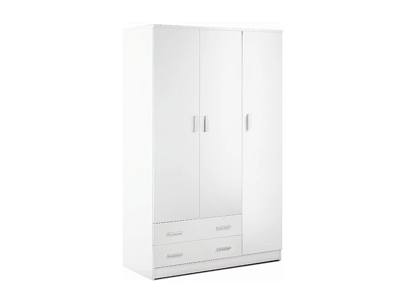 Armario ropero moderno dormitorio 3 puertas 2 cajones Mell - Blanco