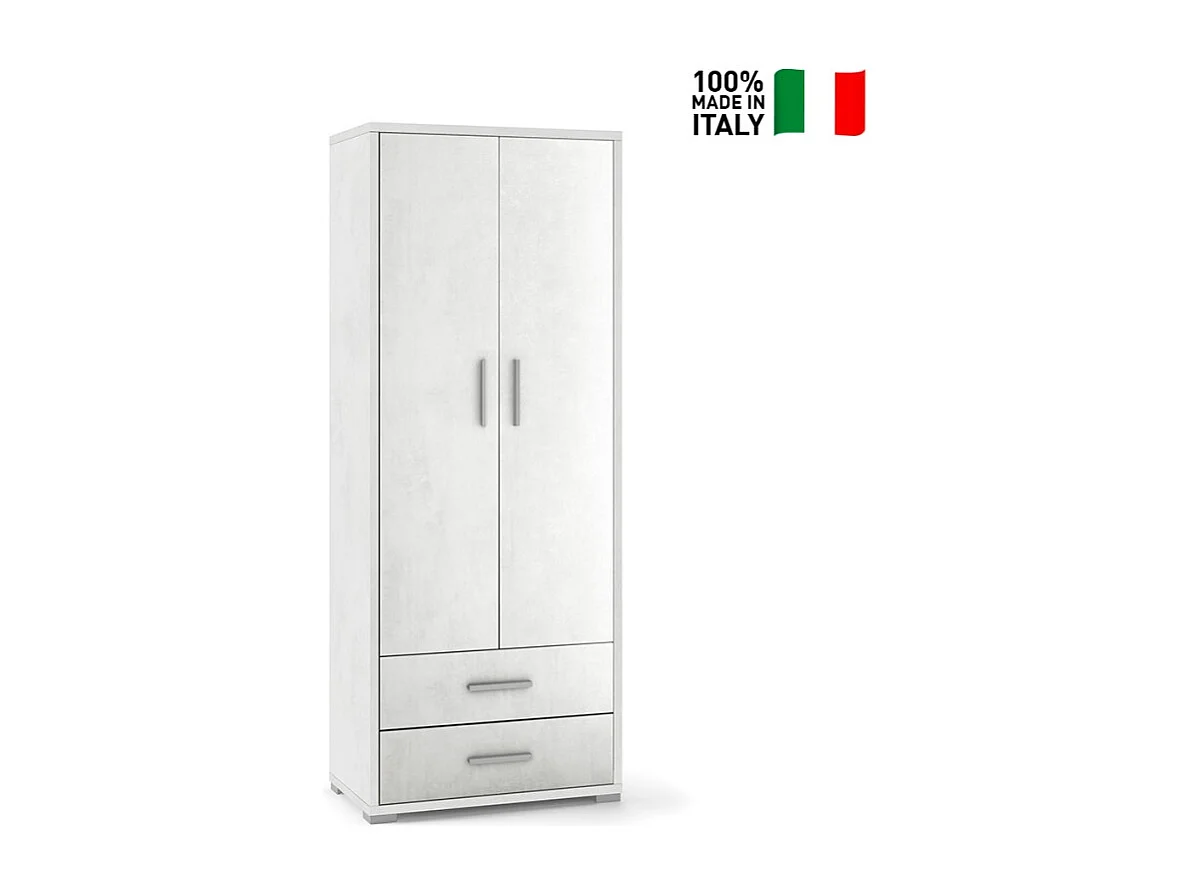 Mobile 2 ante 2 cassetti h182 l71 kit in truciolare nobilitato color ossido bianco