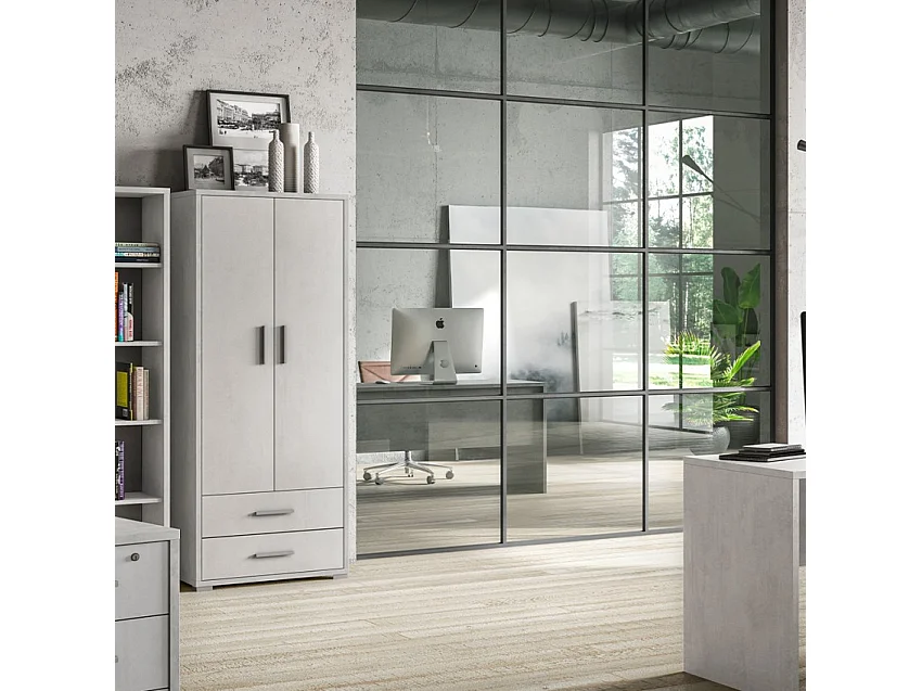 Mobile 2 ante 2 cassetti h182 l71 kit in truciolare nobilitato color ossido bianco