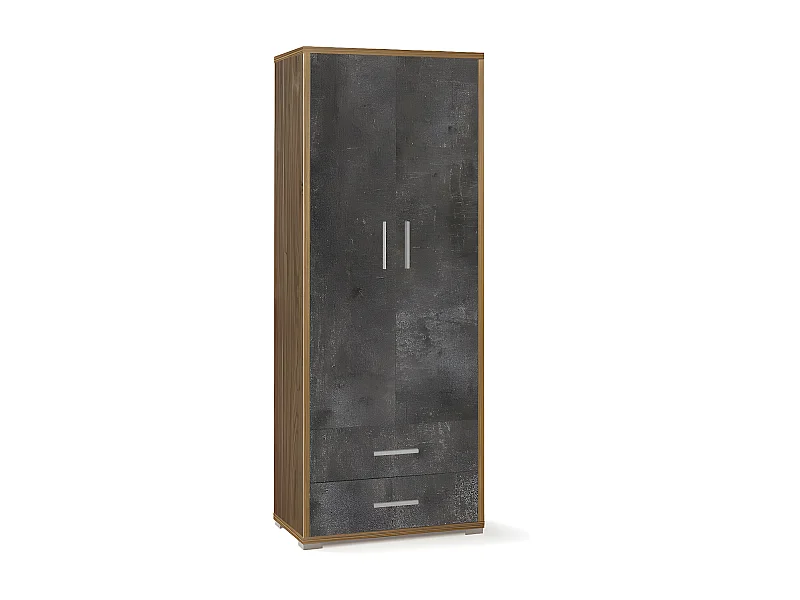 Mobile 2 ante 2 cassetti h182 l71 kit in truciolare nobilitato color noce stelvio e ossido nero