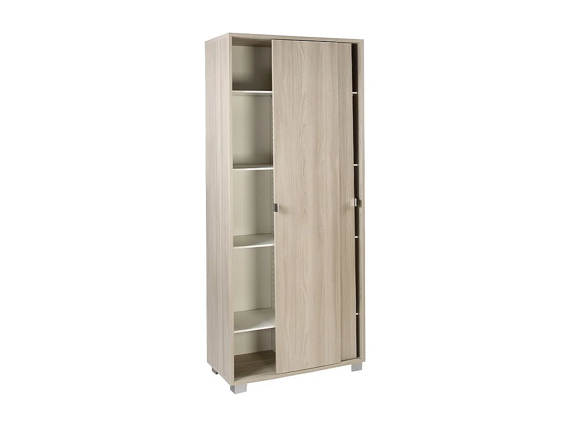 Armario Mueble multiusos 8 baldas 2 puertas correderas Paco - Olmo