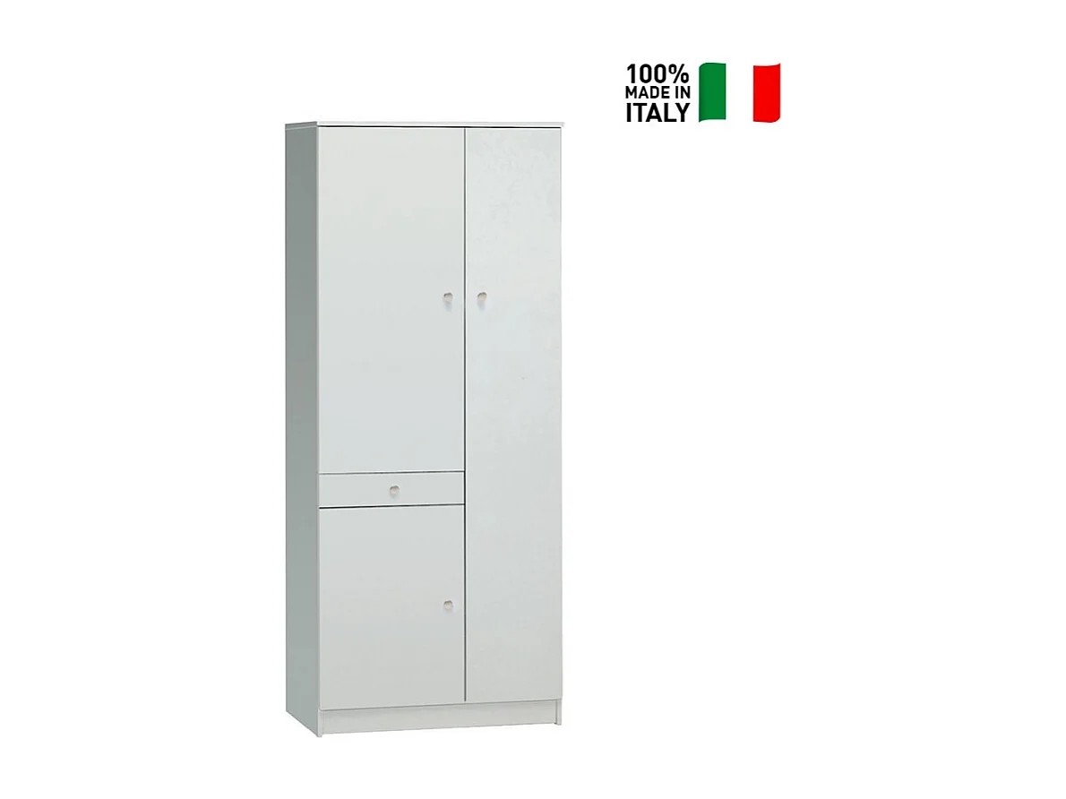 Armario multiusos 6 baldas cajón 3 puertas WIlton - Blanco