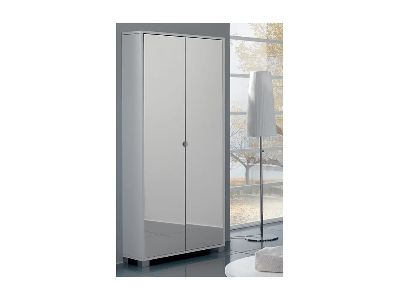 Mueble de almacenamiento multiusos 2 puertas de espejo 8 estantes ajustables Arlan - Olmo