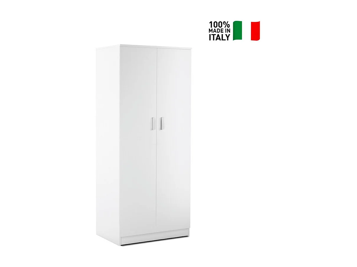 Armario ropero de 2 puertas de dormitorio moderno Even - Blanco
