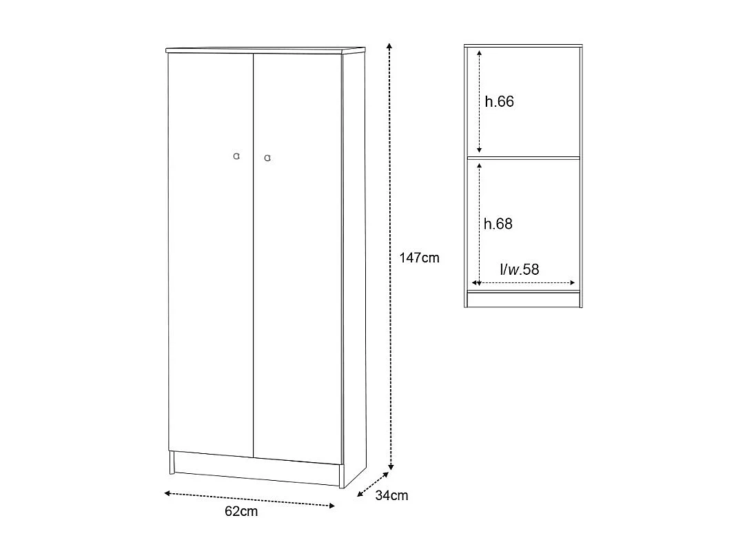 Mueble multiusos 2 puertas 3 baldas salón entrada Kadir - Eucalipto