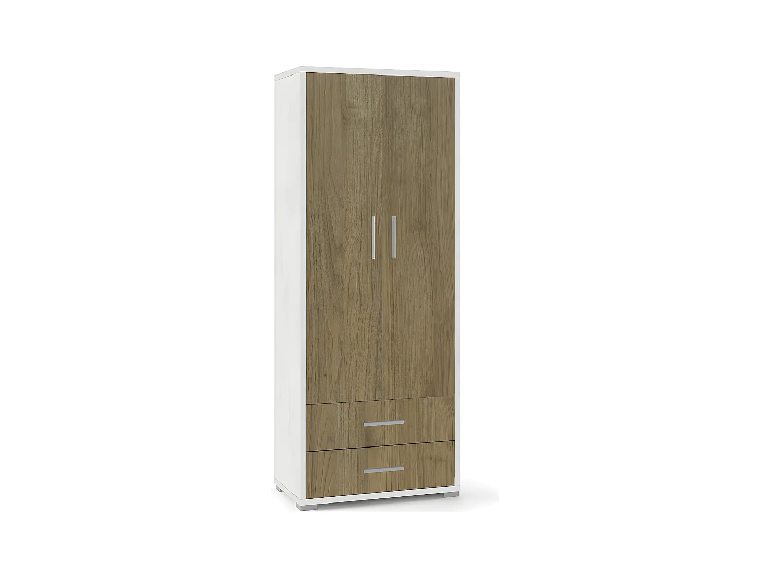 Mobile 2 ante 2 cassetti h182 l71 kit in truciolare nobilitato color ossido bianco e noce stelvio