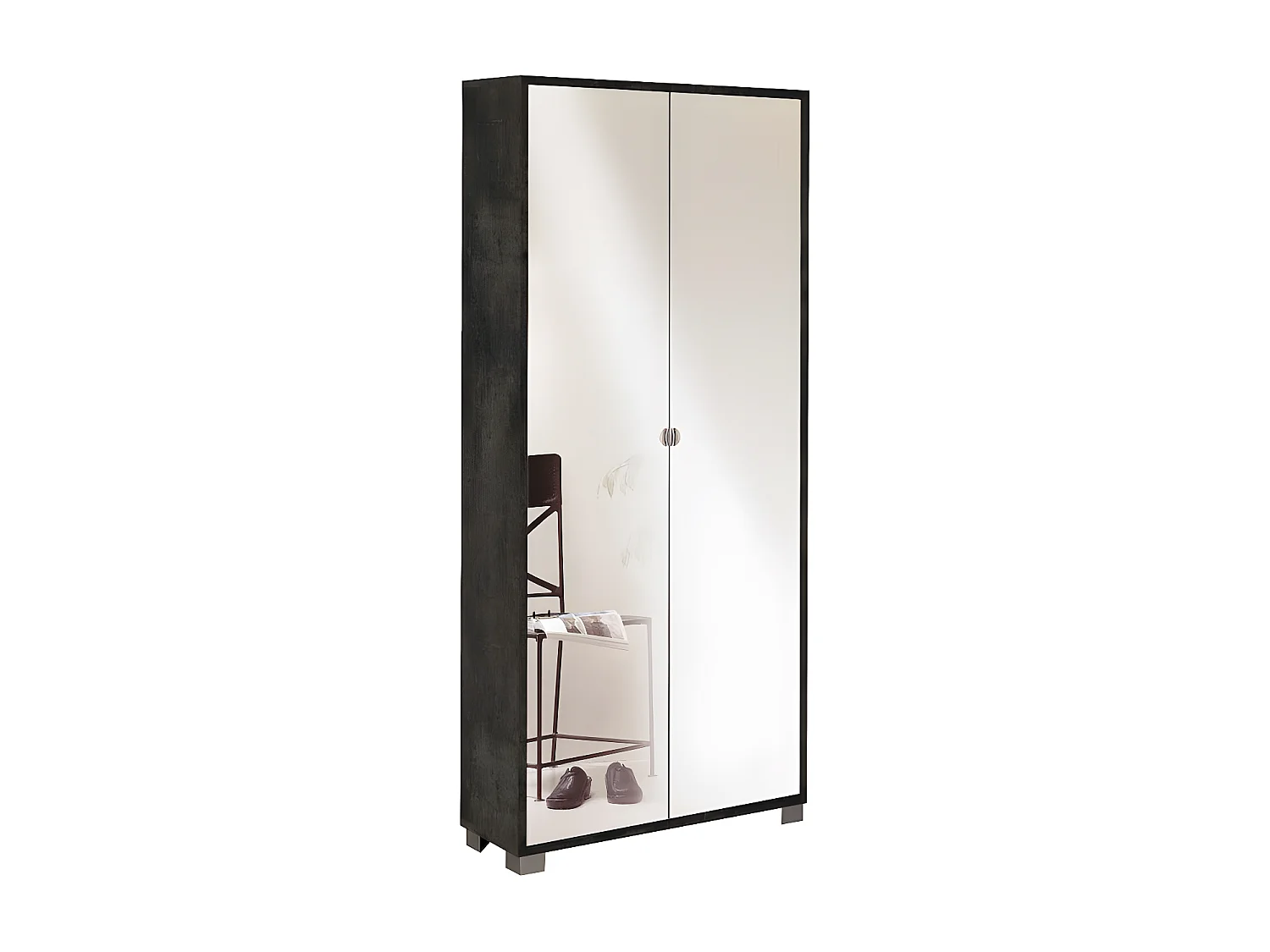 Mobile 2 ante specchio kit l29 p83 h190 in truciolare nobilitato color ossido nero