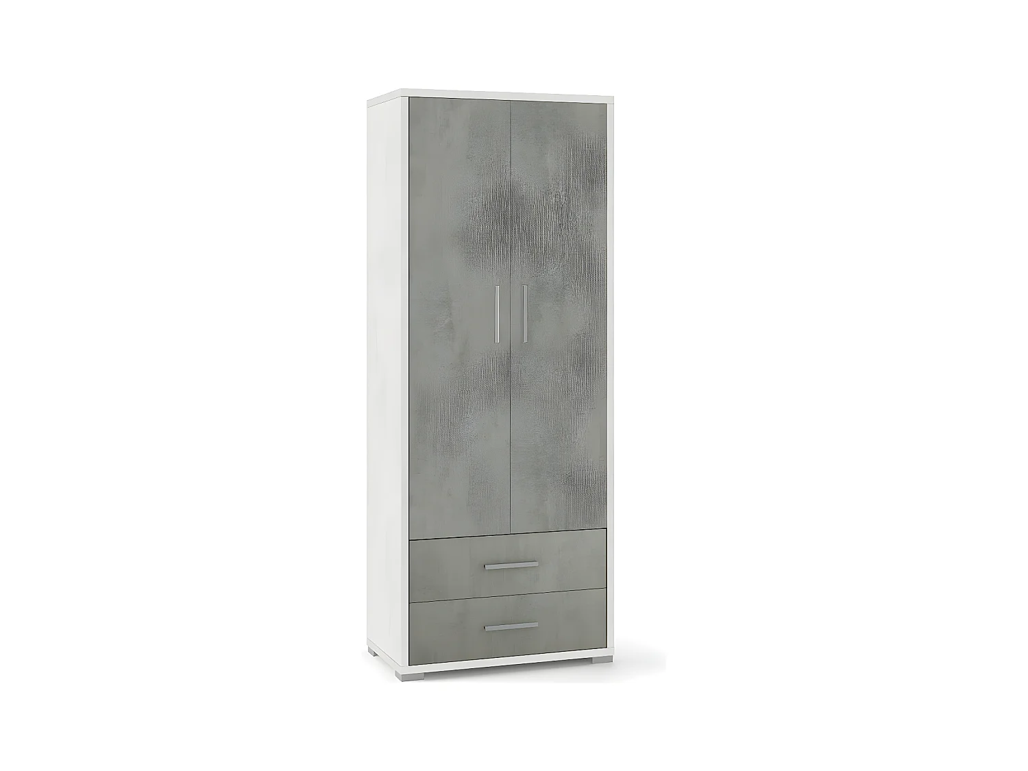 Mobile 2 ante 2 cassetti h182 l71 kit in truciolare nobilitato color ossido bianco e cemento