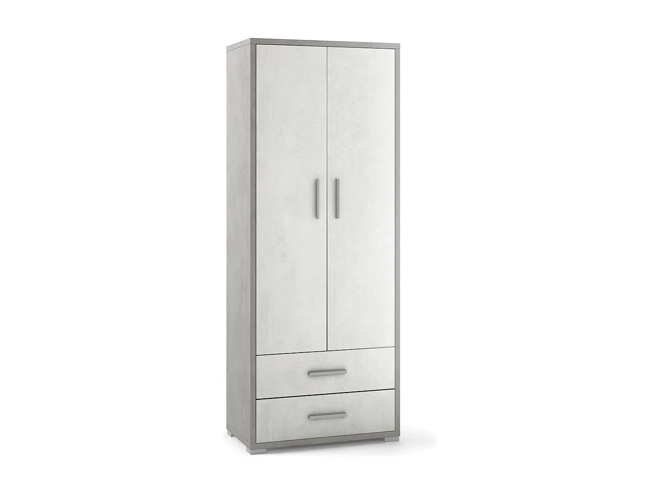 Armario multiusos de diseño moderno 2 puertas 5 compartimentos 2 cajones Blume - Gris - Blanco