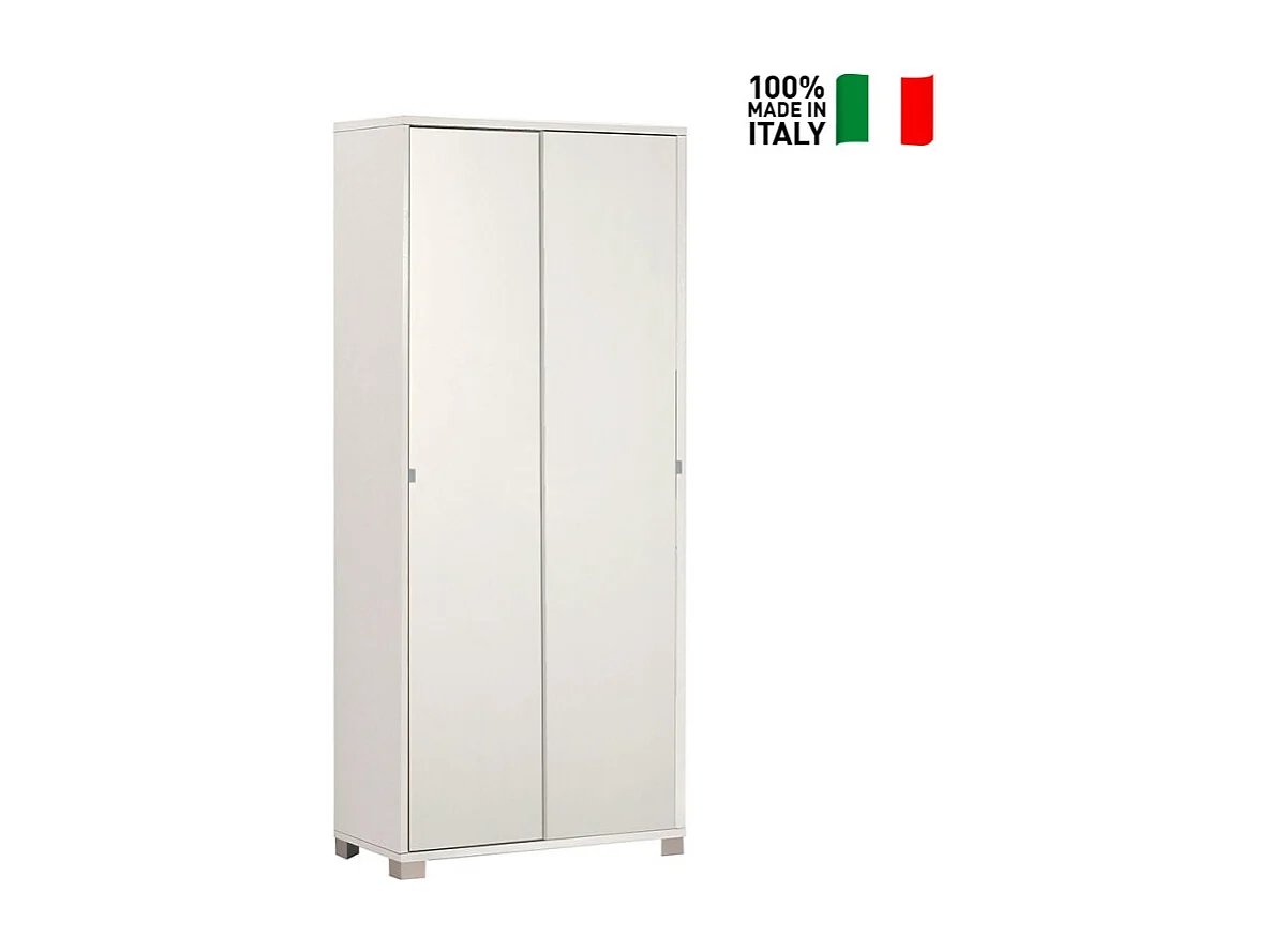Armario Mueble multiusos 8 baldas 2 puertas correderas Paco - Blanco