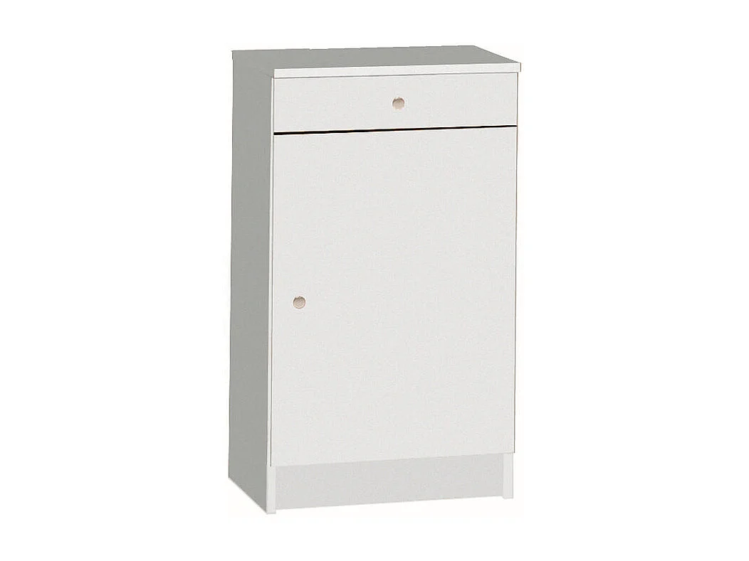 Mesita de noche de dormitorio móvil de 1 puerta con estante de cajón Drew - Blanco