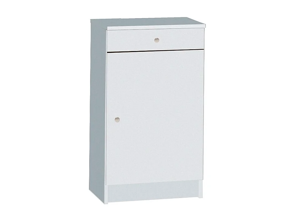 Mesita de noche de dormitorio móvil de 1 puerta con estante de cajón Drew - Blanco