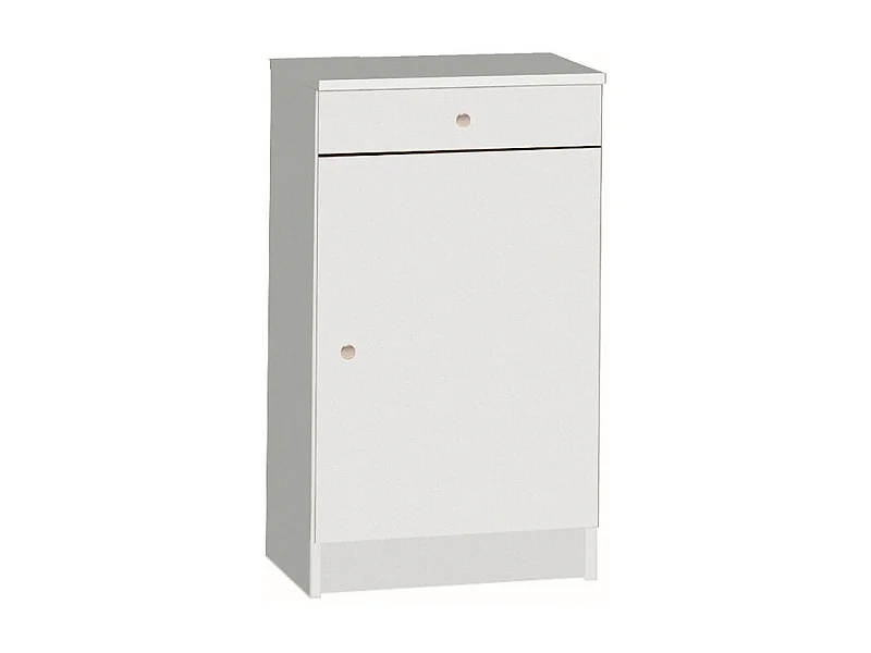 Mesita de noche de dormitorio móvil de 1 puerta con estante de cajón Drew - Blanco