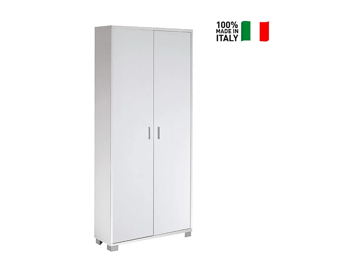 Mueble de almacenaje multiusos 2 puertas 8 baldas regulables Natte - Blanco