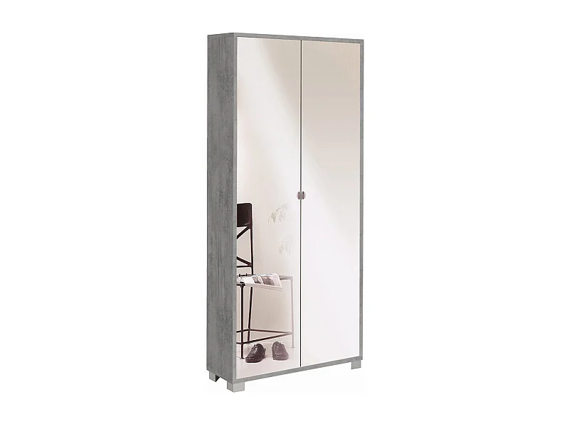 Mueble de almacenamiento multiusos 2 puertas de espejo 8 estantes ajustables Arlan - Gris