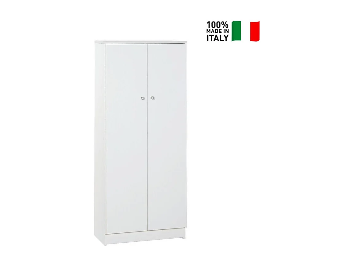 Mueble multiusos 2 puertas 3 baldas salón entrada Kadir - Blanco