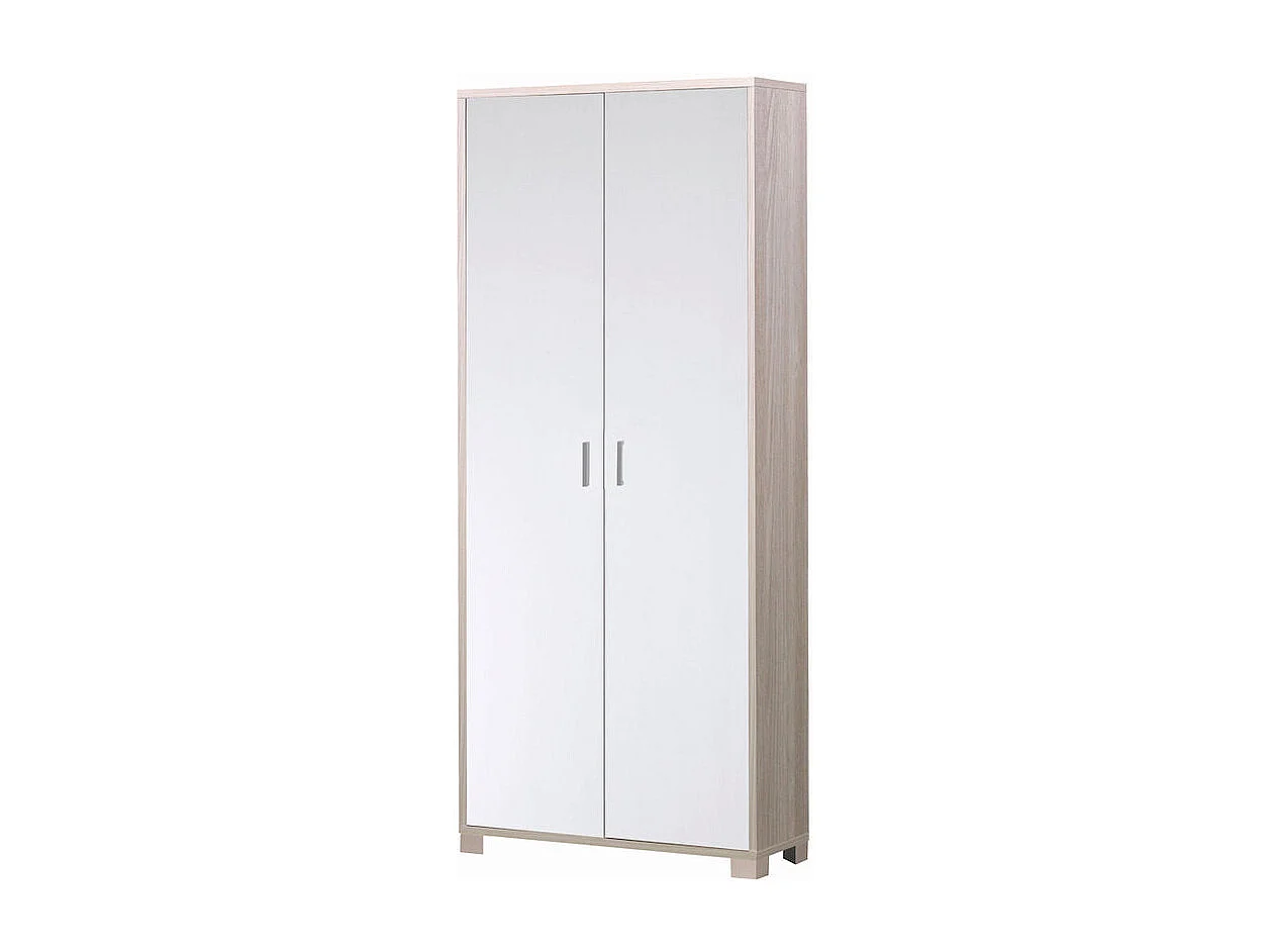 Mueble de almacenaje multiusos 2 puertas 8 baldas regulables Natte - Olmo - Blanco