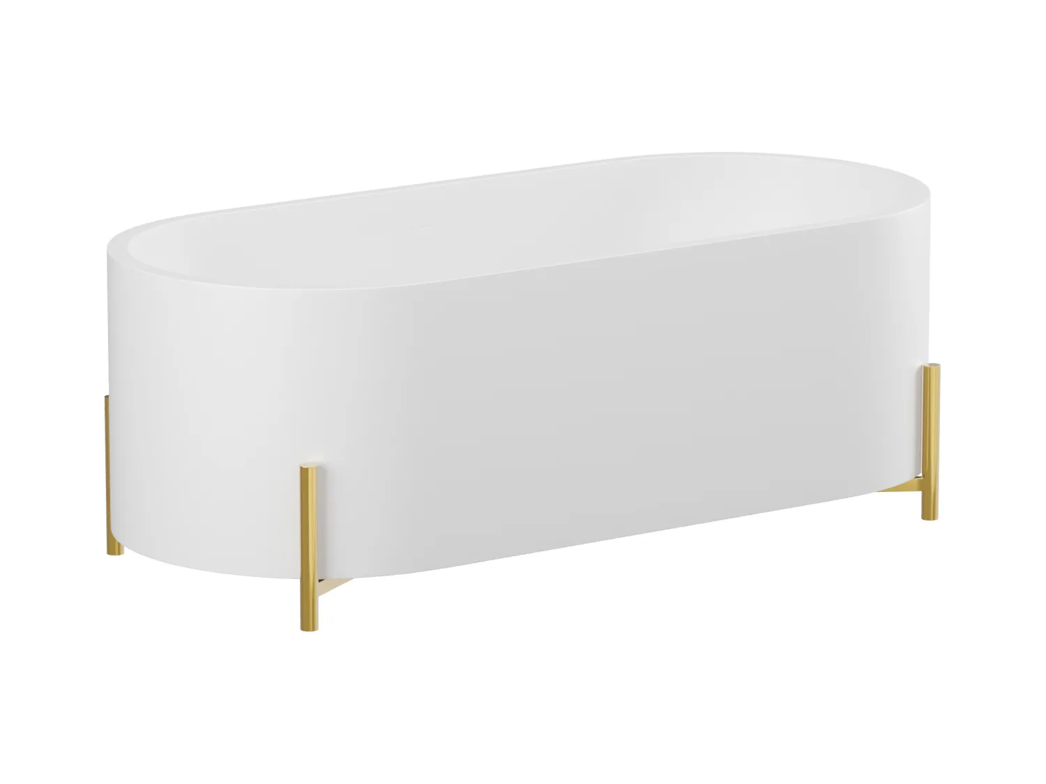 Wanna wolnostojąca owalna biała ze złotymi nóżkami - 160 x 73,5 x 59 cm - ALONSA