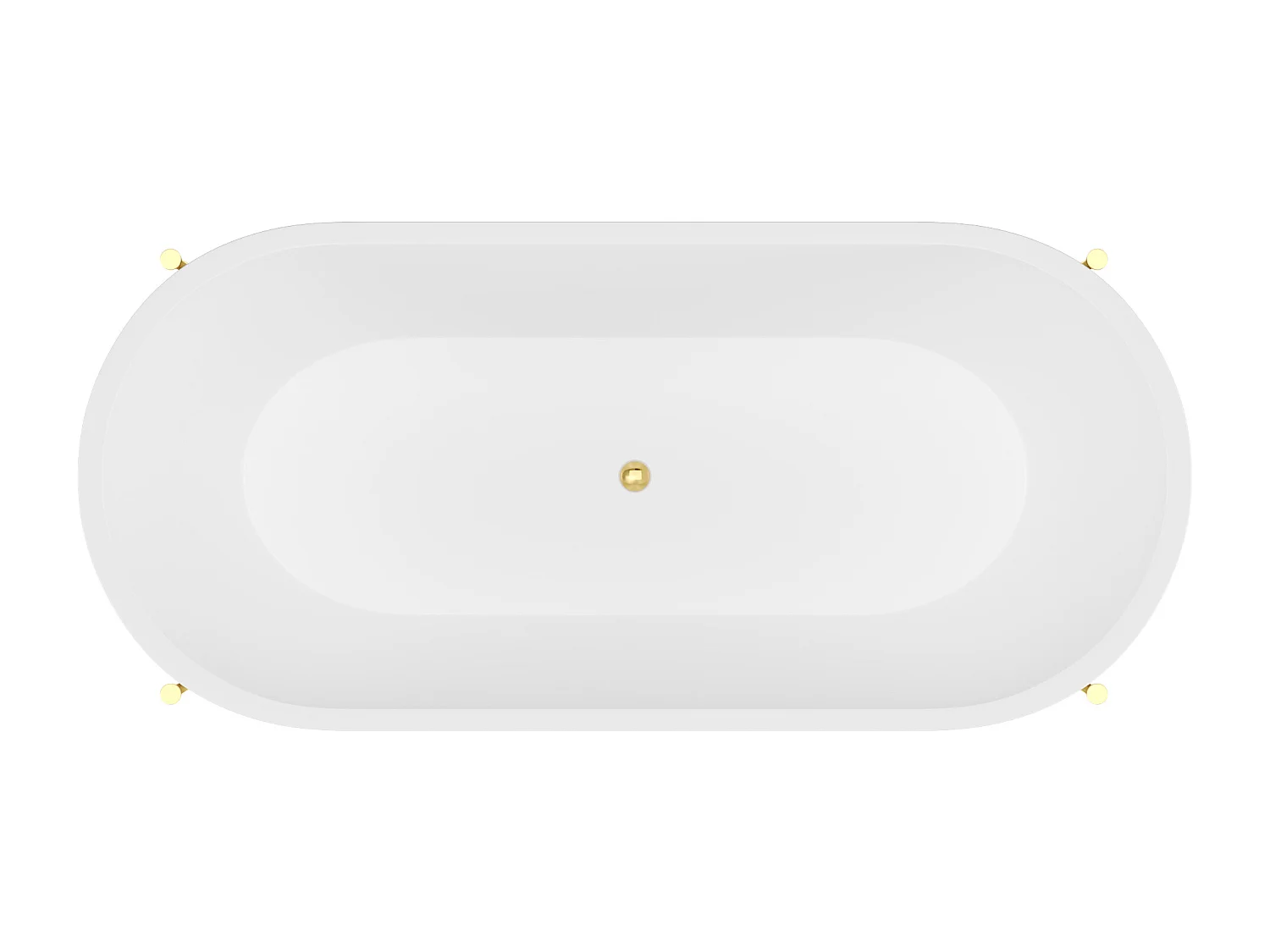 Wit ovaal vrijstaand bad met goudkleurige poten - 160 x 73,5 x 59 cm - ALONSA