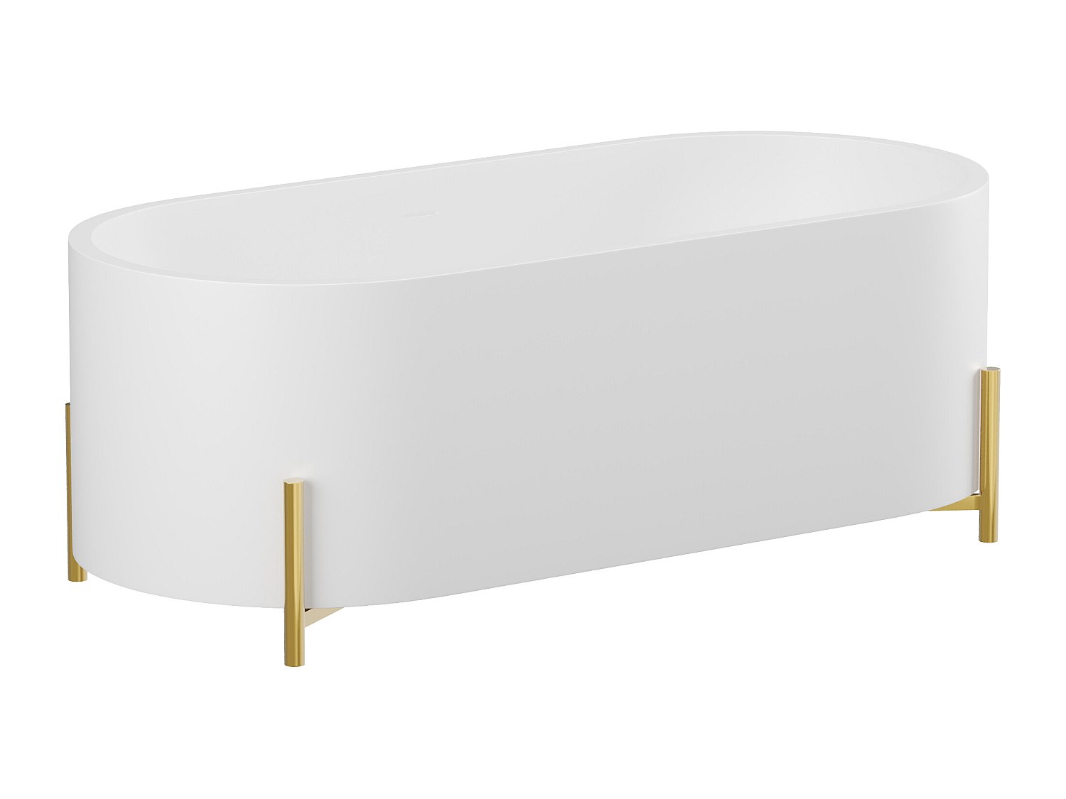 Freistehende Badewanne oval - mit goldfarbenen Füßen - Weiß - 160 x 73,5 x günstig online kaufen