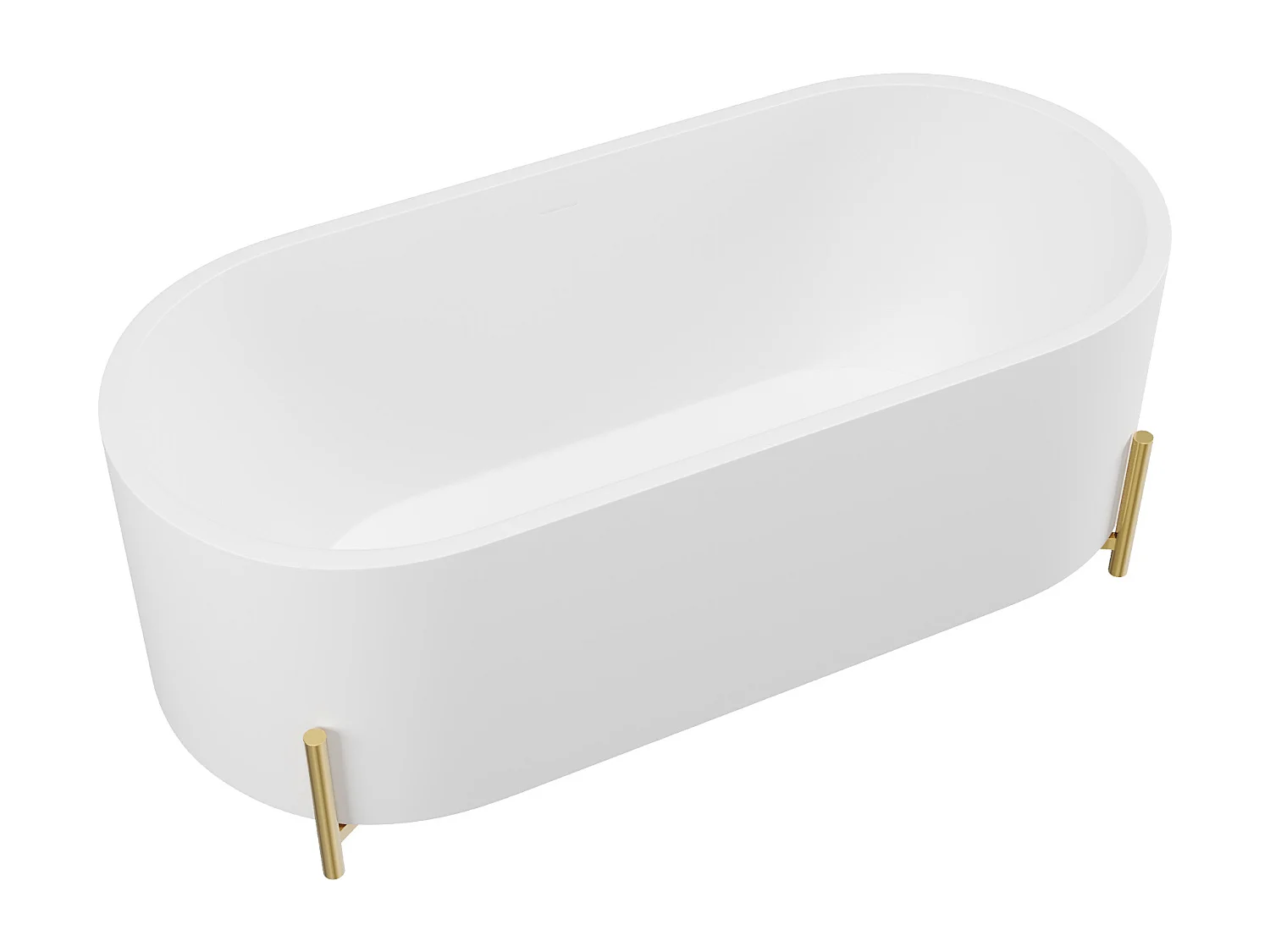 Wit ovaal vrijstaand bad met goudkleurige poten - 160 x 73,5 x 59 cm - ALONSA