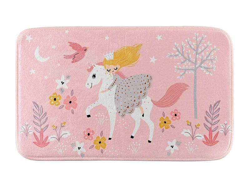 Tapis Enfant Imprimé "Fée des Bois" 45x75cm Rose