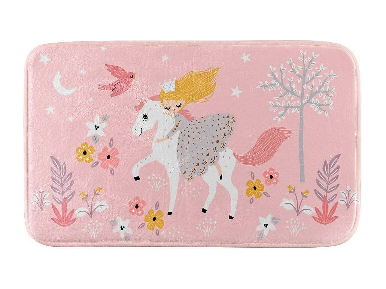 Tapis Enfant Imprimé "Fée des Bois" 45x75cm Rose