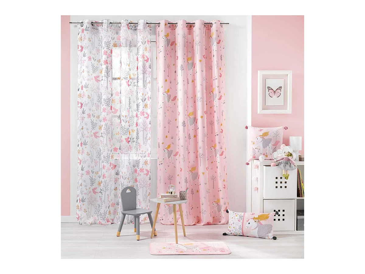 Tapis Enfant Imprimé "Fée des Bois" 45x75cm Rose