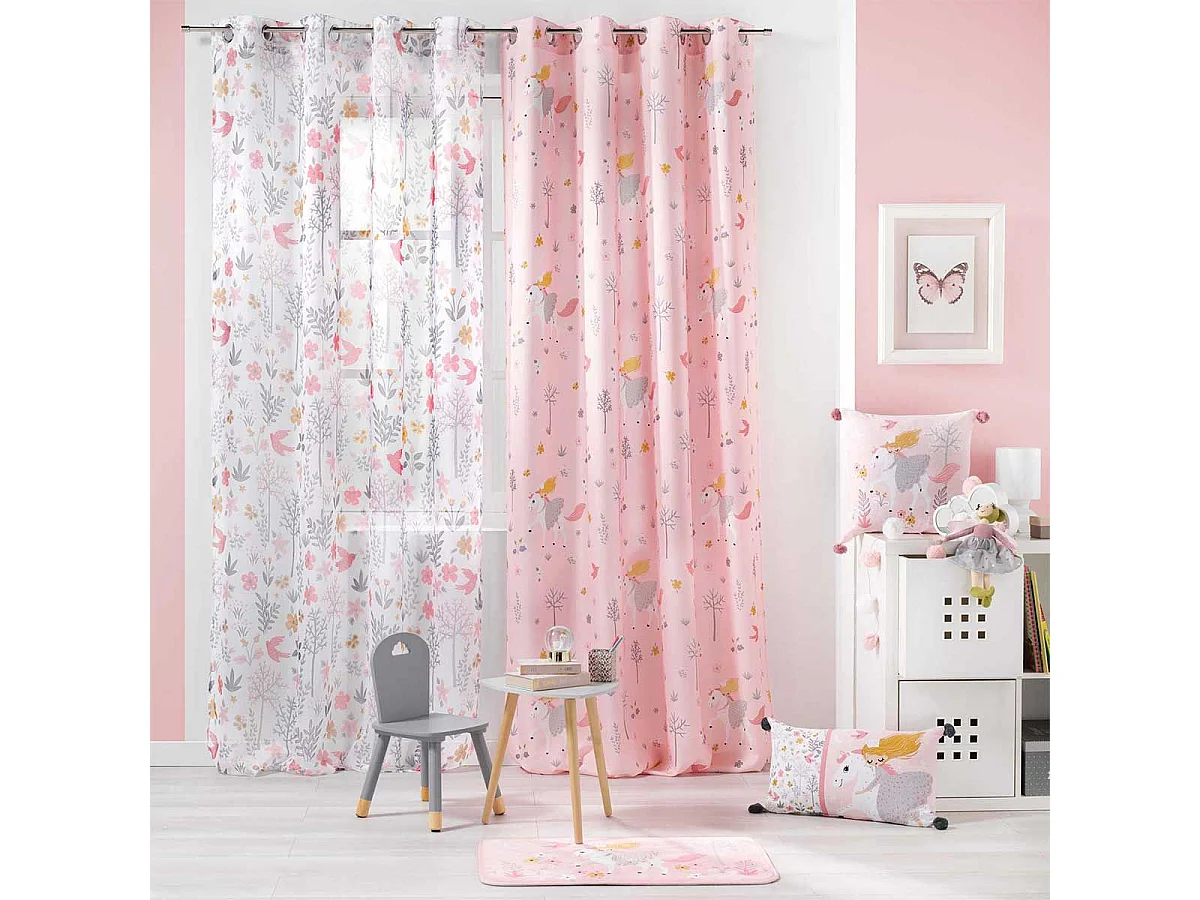 Tapis Enfant Imprimé "Fée des Bois" 45x75cm Rose