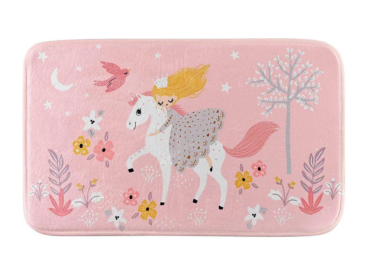 Tapis Enfant Imprimé "Fée des Bois" 45x75cm Rose