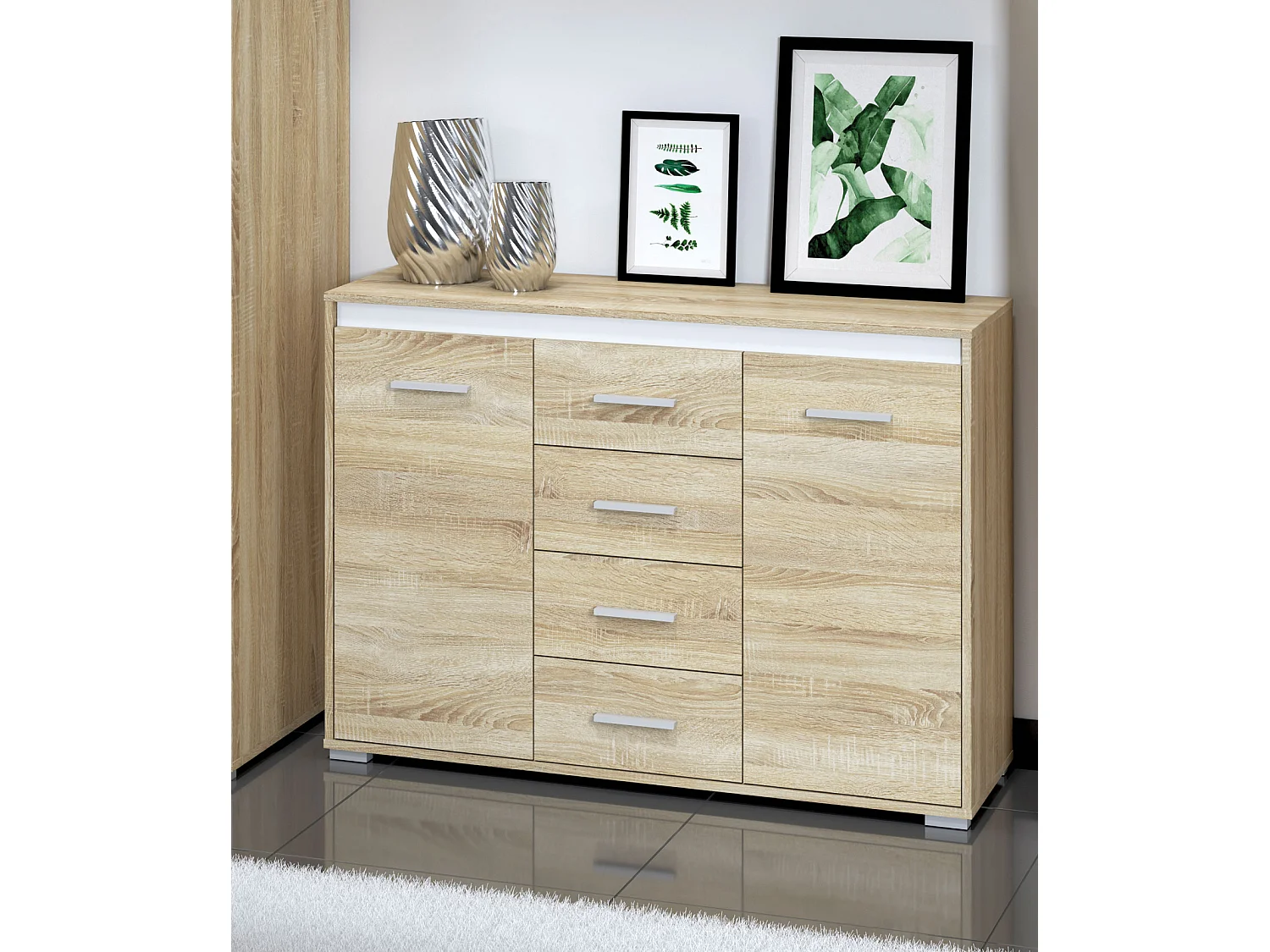 KOMMODE Avo Sonoma Eiche, Absetzung austauschbar 120 / 34 / 85cm