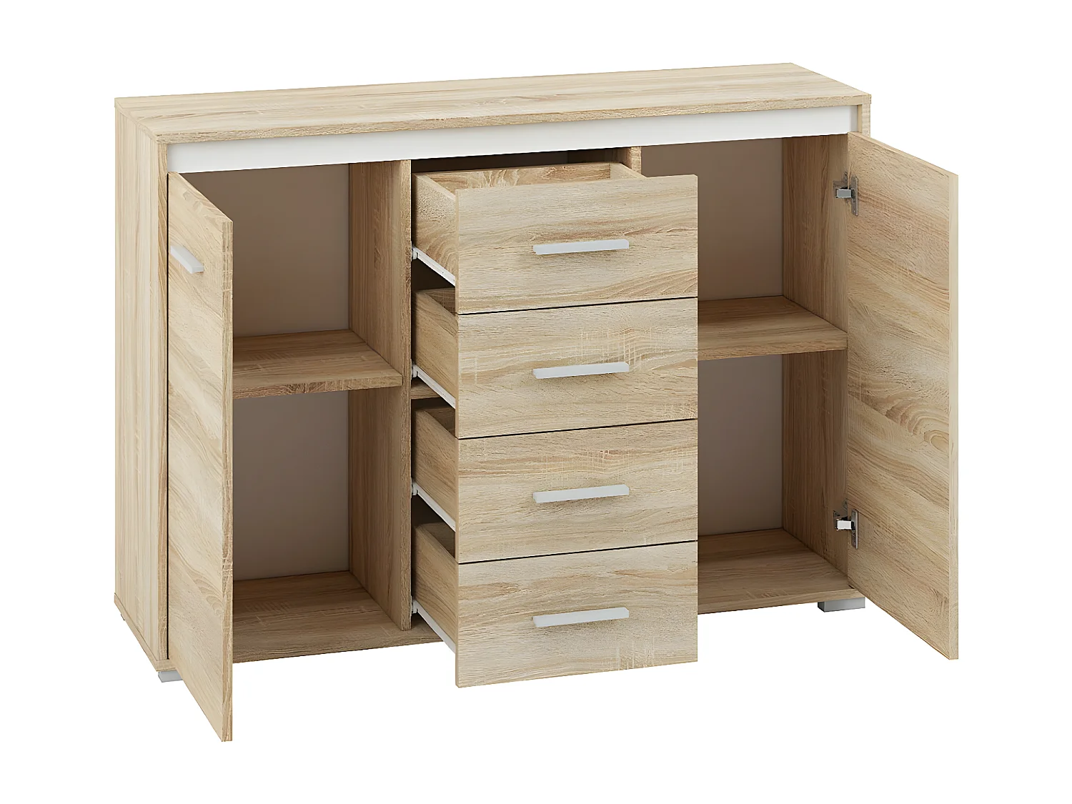 KOMMODE Avo Sonoma Eiche, Absetzung austauschbar 120 / 34 / 85cm