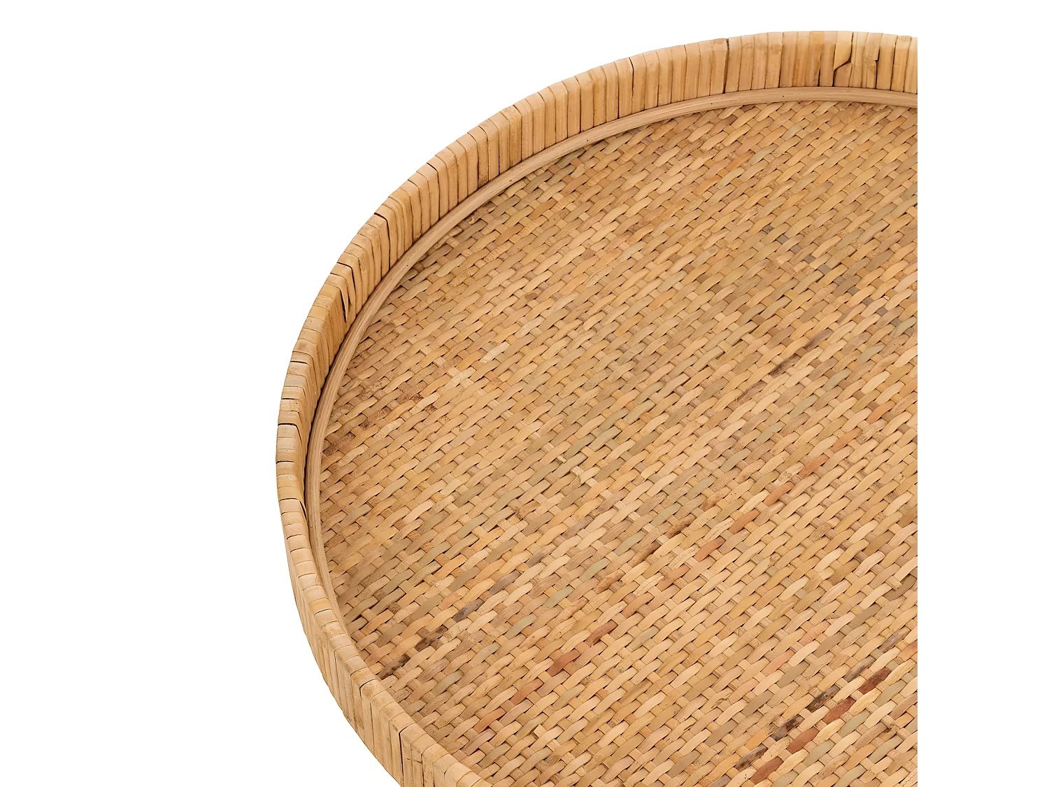 Lot de 2 Plateaux Déco "Rond Rotin" 40cm Naturel