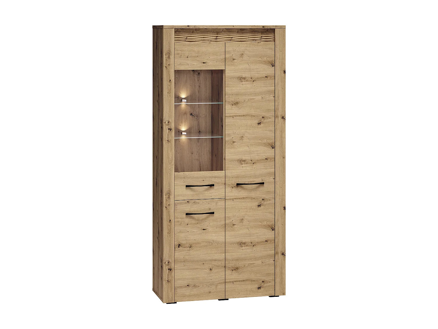 VITRINE Artis Artisan Eiche 92 / 40 / 200cm