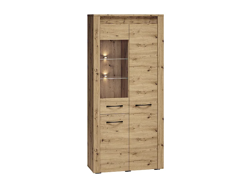 VITRINE Artis Artisan Eiche 92 / 40 / 200cm