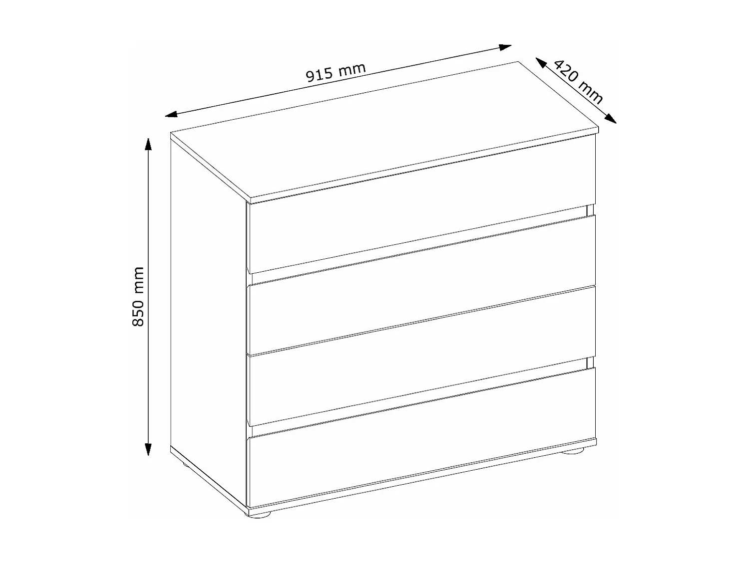 SCHUBLADENKOMMODE Fino weiß 91,5 / 42 / 85cm