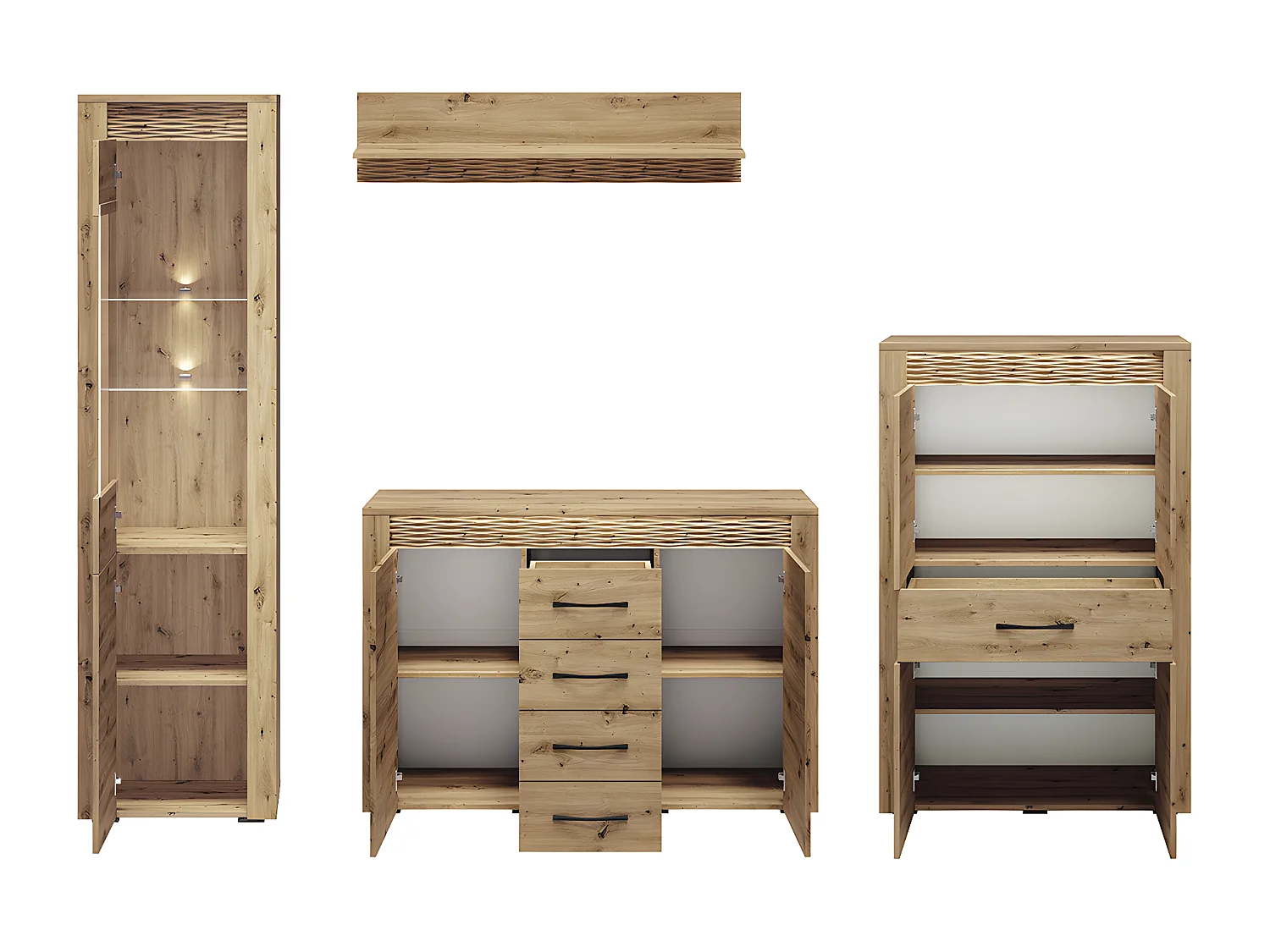 WOHNWAND Artis Artisan Eiche 4-teilig