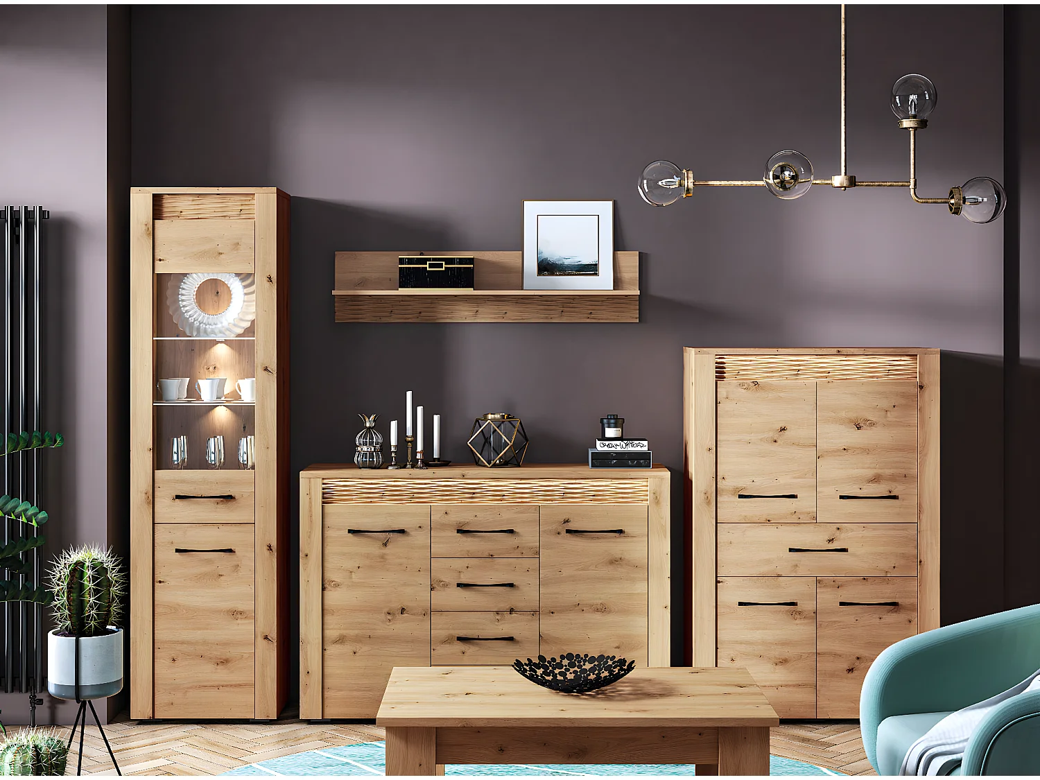 WOHNWAND Artis Artisan Eiche 4-teilig