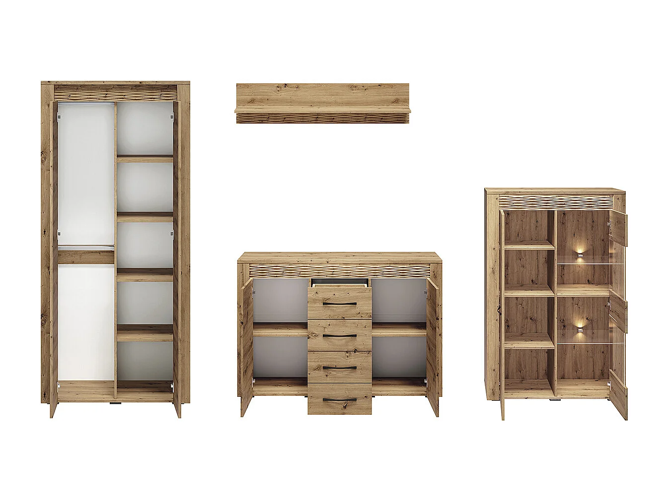 WOHNWAND Artis Artisan Eiche 4-teilig