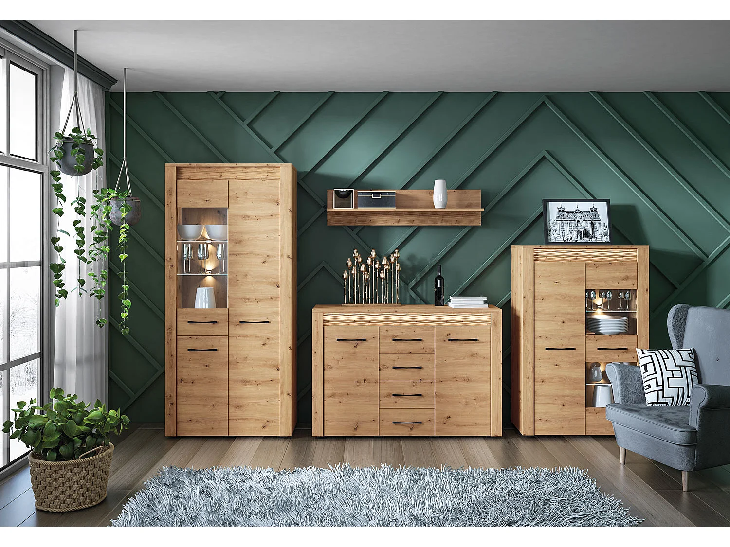 WOHNWAND Artis Artisan Eiche 4-teilig