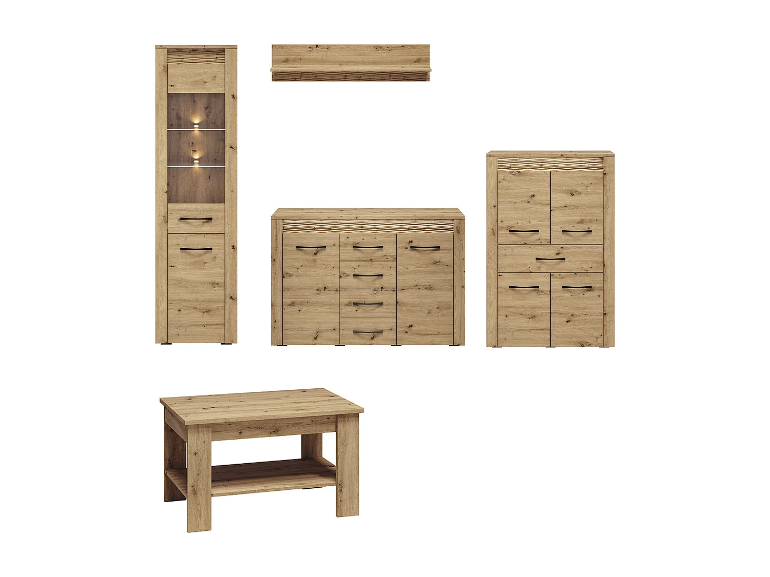 WOHNZIMMER-SET Artis Artisan Eiche 5-teilig