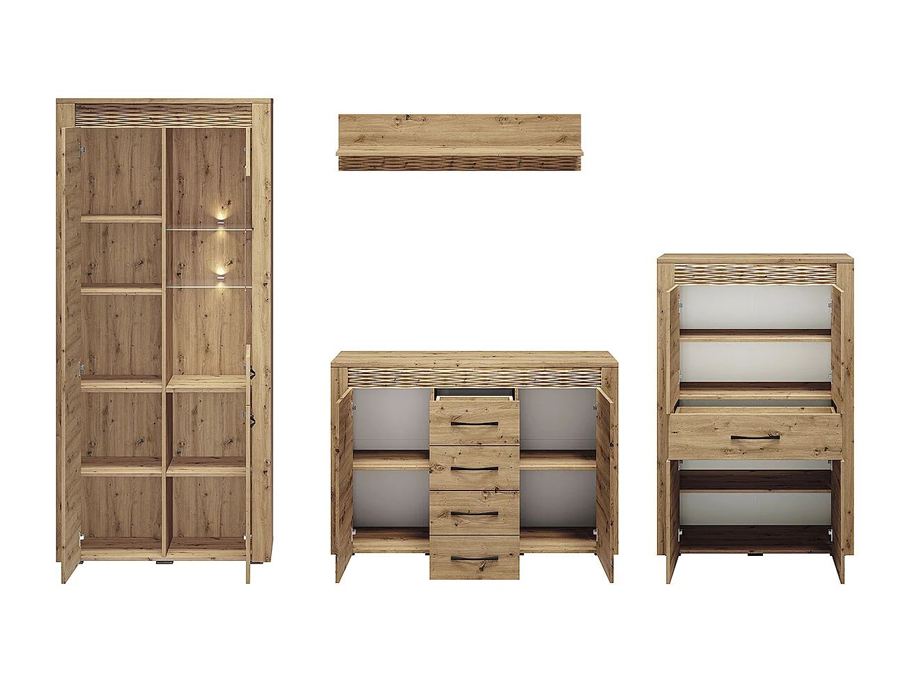 WOHNWAND Artis Artisan Eiche 4-teilig