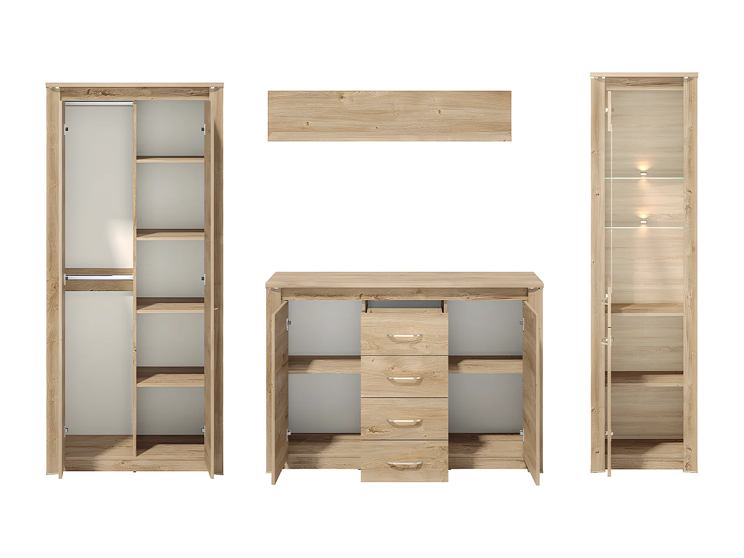 WOHNWAND Luis Ribbeck Eiche , 4 -teilig