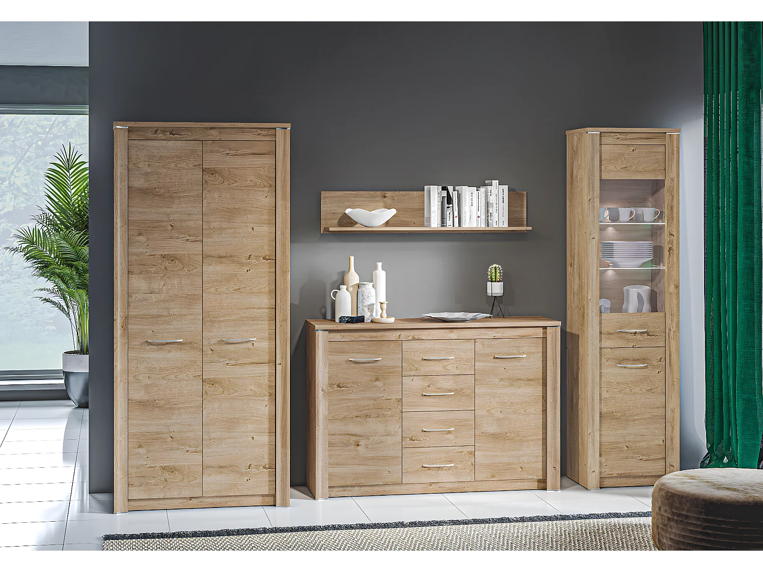 WOHNWAND Luis Ribbeck Eiche , 4 -teilig