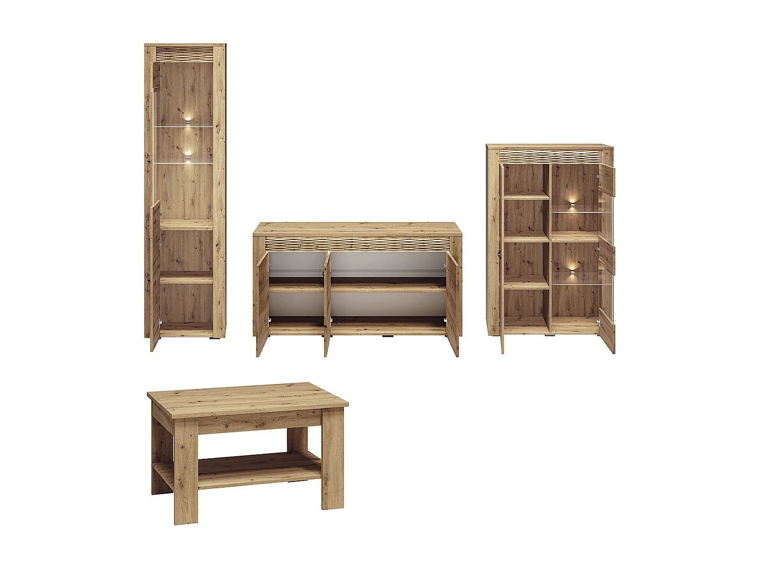 WOHNZIMMER-SET Artis Artisan Eiche 4-teilig