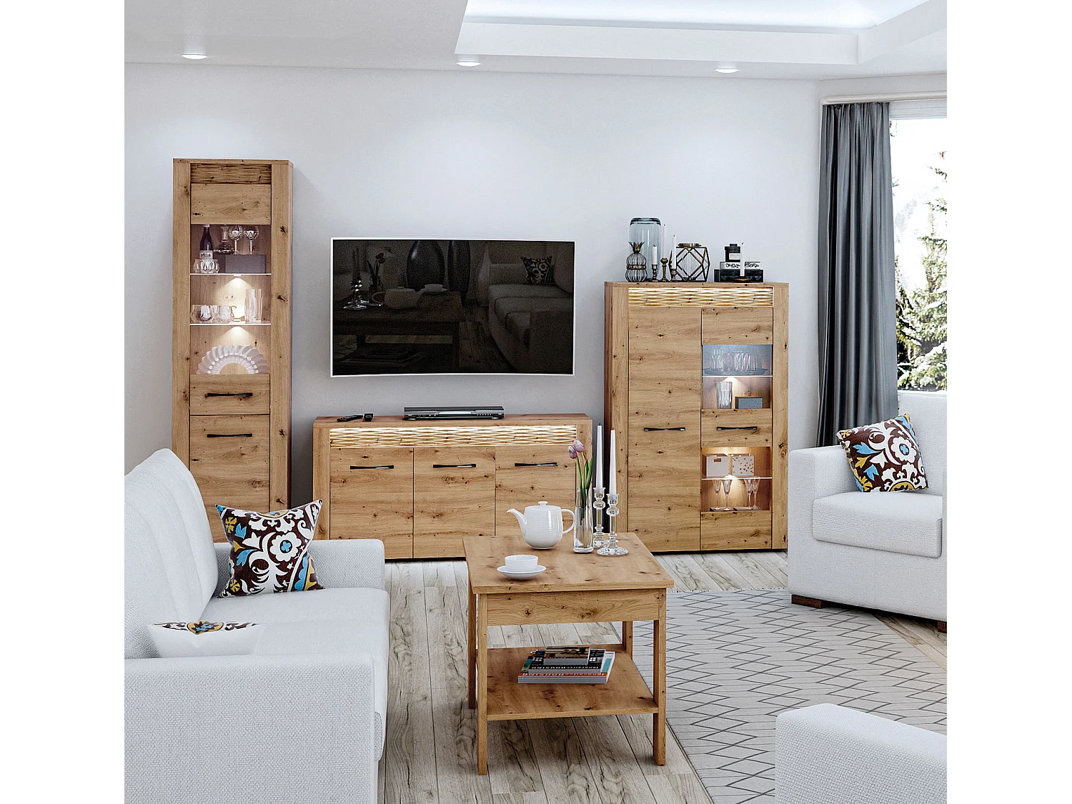 WOHNZIMMER-SET Artis Artisan Eiche 4-teilig