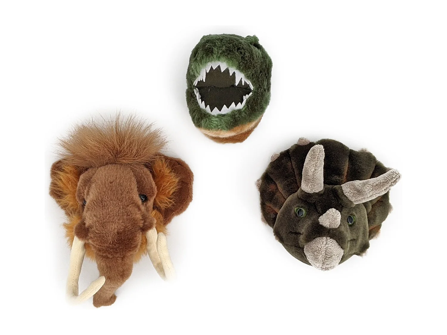 Peluche trophée mini 3 petites têtes collection Préhistorique