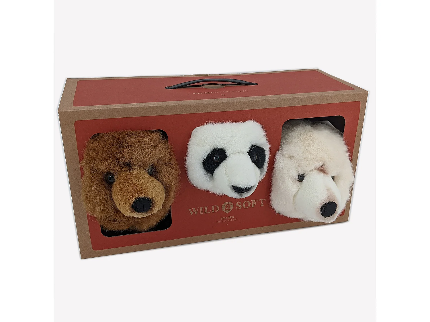 Peluche trophée mini 3 petites têtes d'Ours & Panda collection Forêt