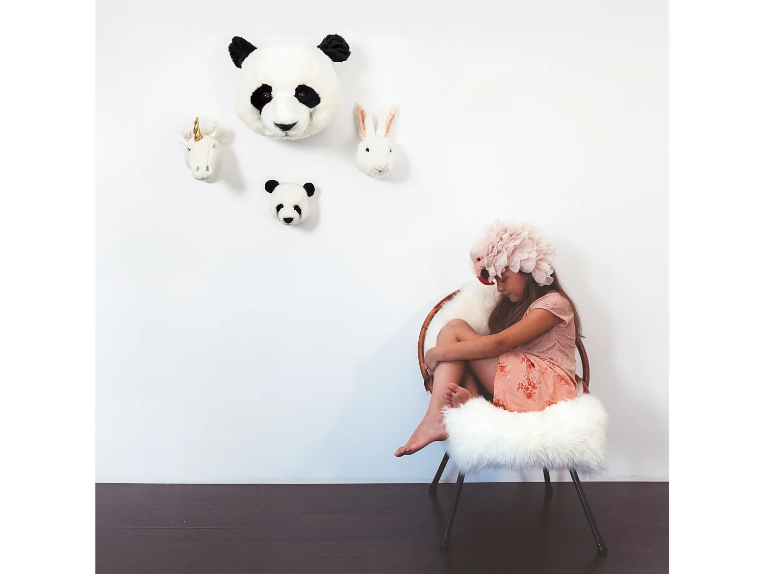 Peluche trophée mini 3 petites têtes collection Lovely