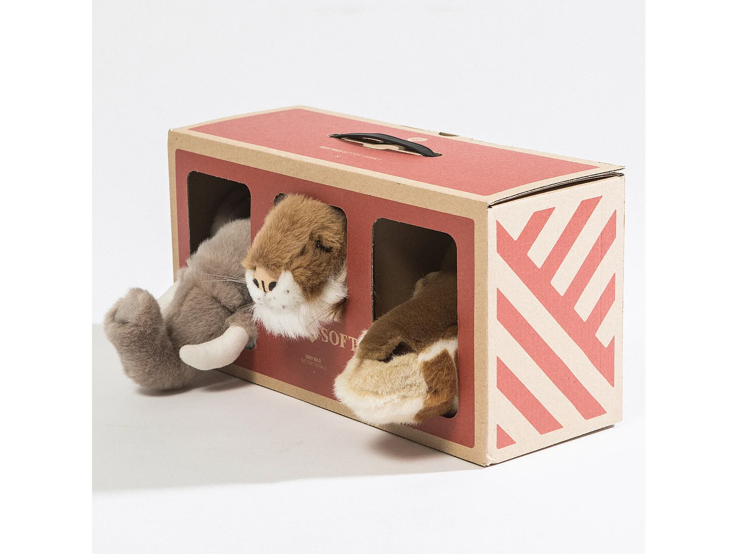 Peluche trophée mini 3 petites têtes collection Safari